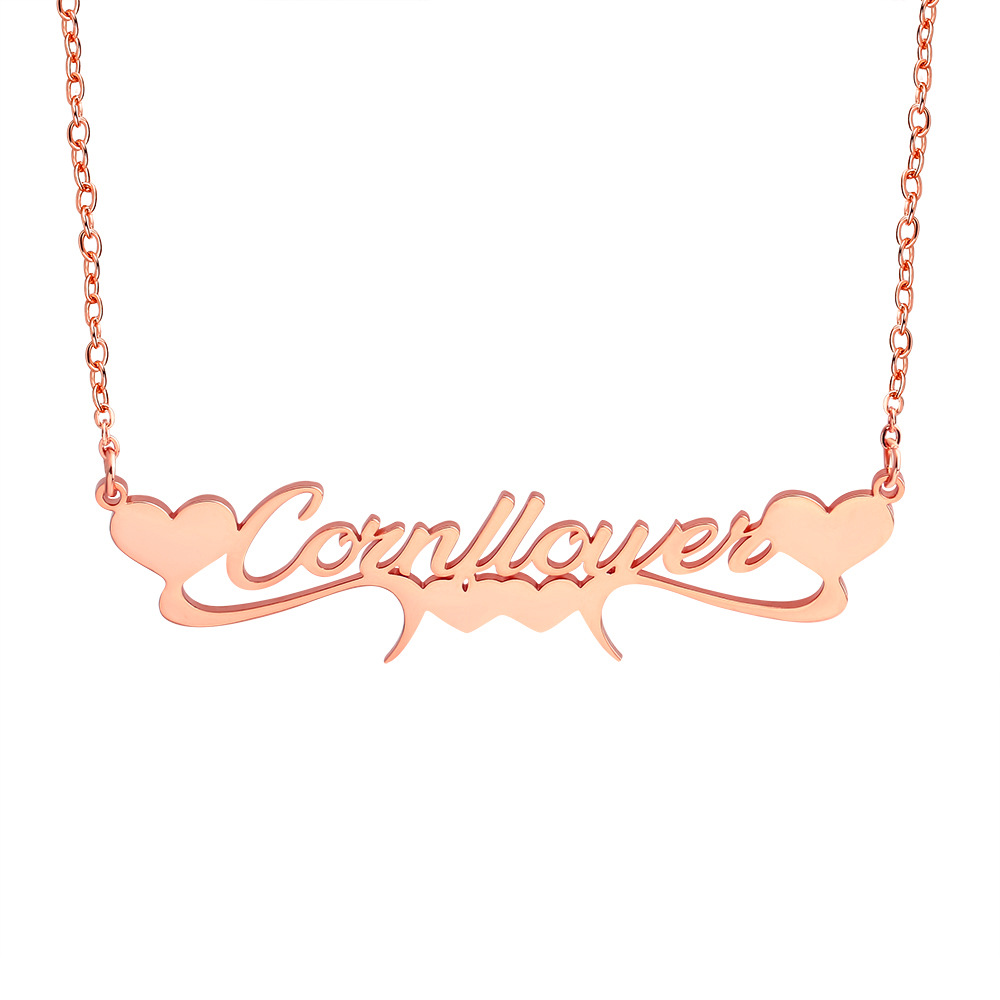 Stainless steel cut heart shaped custom necklace DIY name necklace female