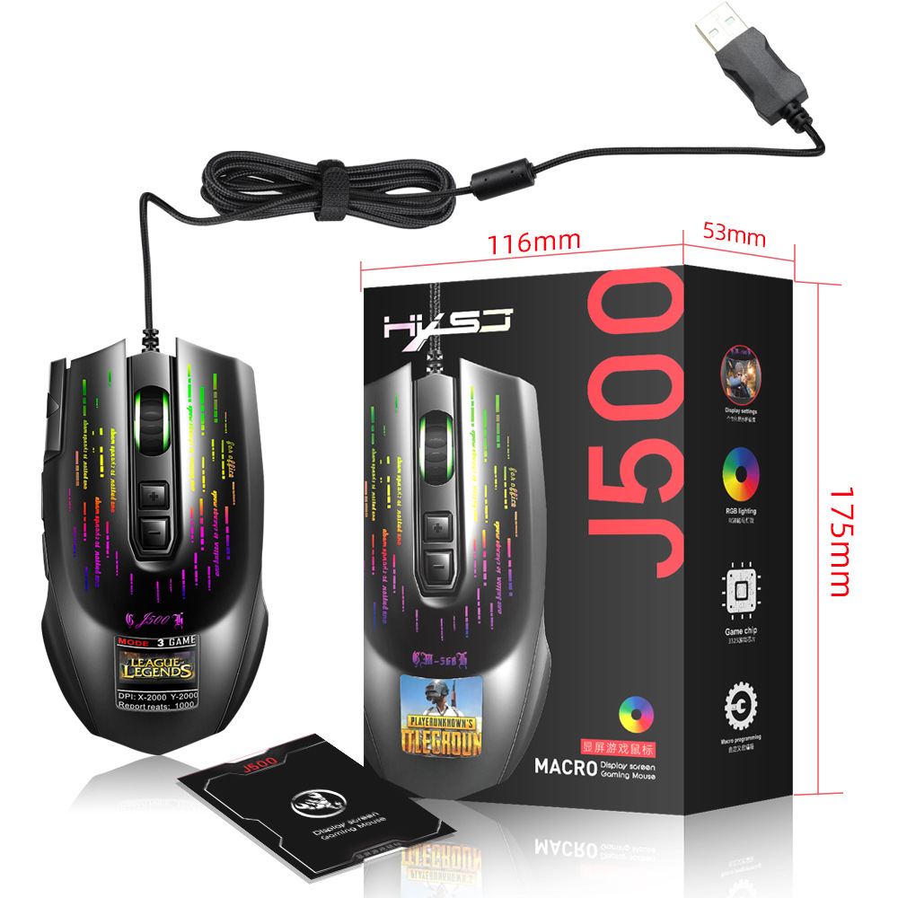 Multi-language Display Gaming Wired Macro mus - Miniatyr 6