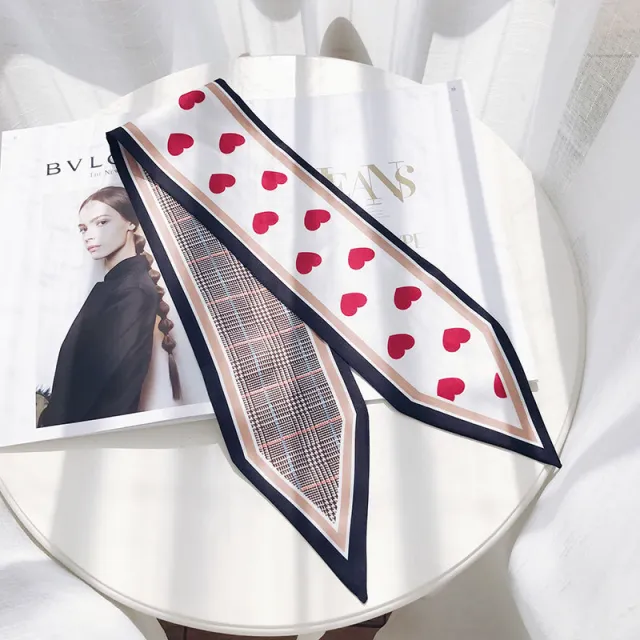 Houndstooth print small scarf headband Red - Shop at LoveMi
