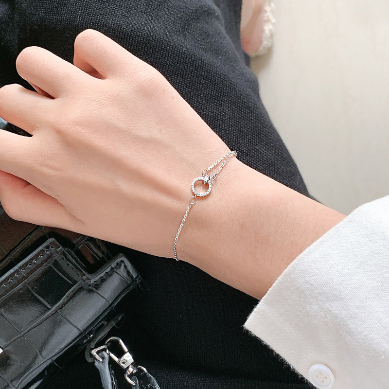 Flash Diamond Geometric Circle Double Bracelet