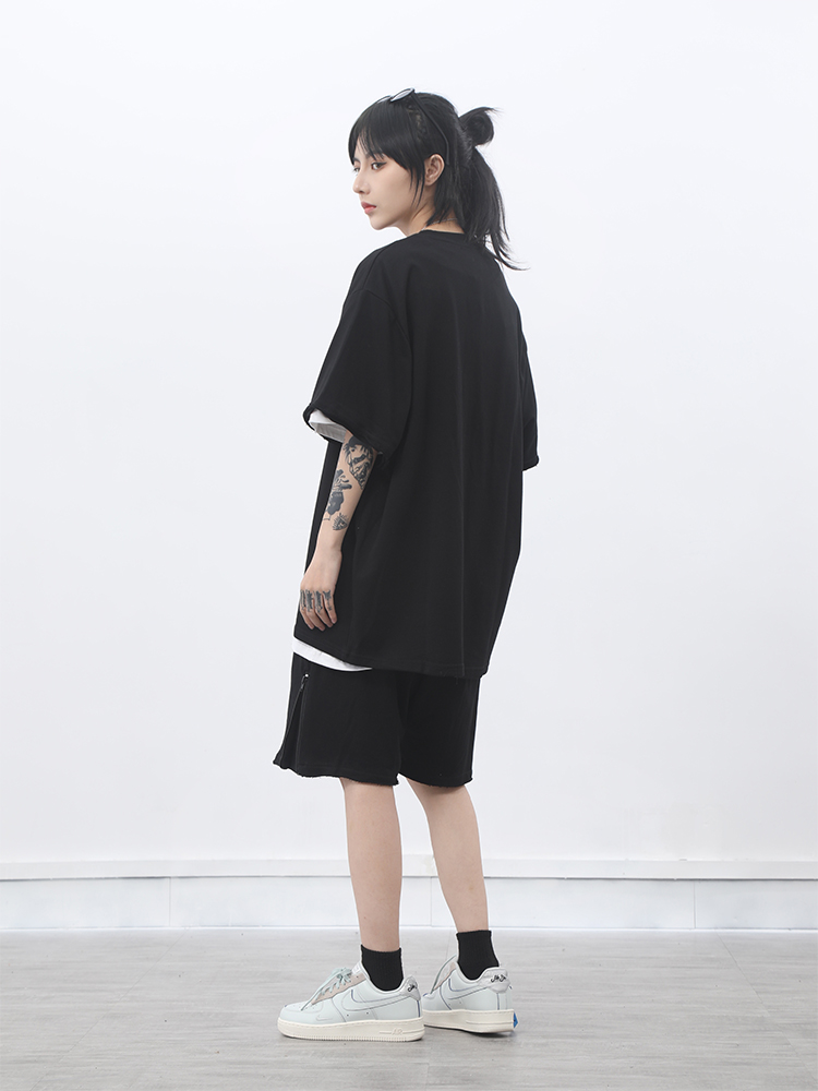 Double zipper short sleeve cardigan men's summer