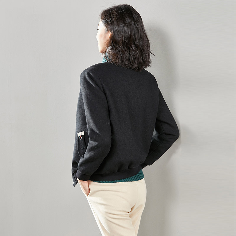 Woolen jacket women's short autumn and winter black baseball collar casual all-match
