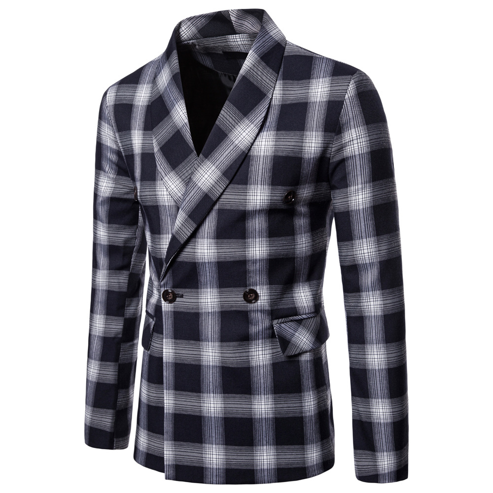 Foreign trade autumn and winter new style men's casual plaid suit jacket