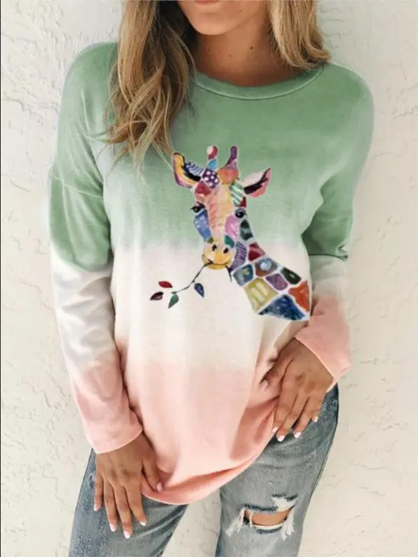 Women's long sleeve T shirt Green - Shop at LoveMi
