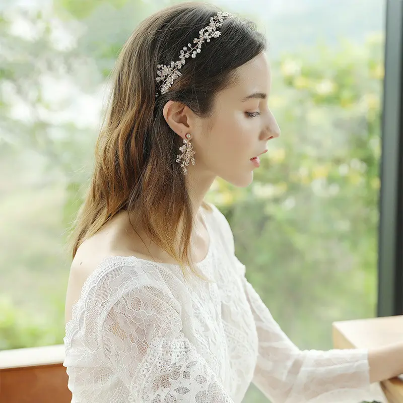 Pearl rhinestone handmade metal headband