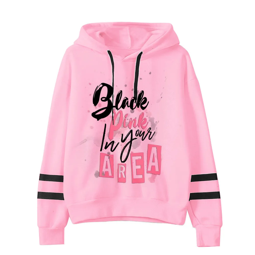 Customized parallel bars sweater with printed hood - 12 Pink