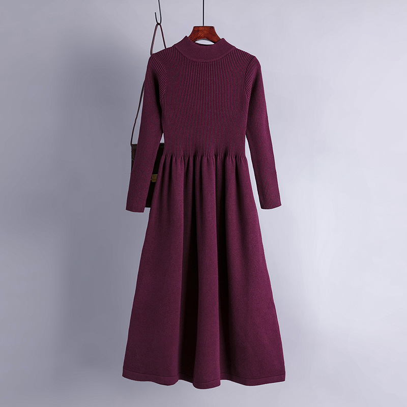 Women's long sleeve simple temperament sweater base skirt