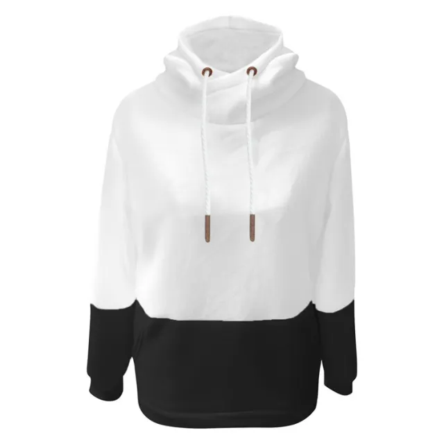 Solid color stitching and fleece hooded sweater Black - Shop at LoveMi