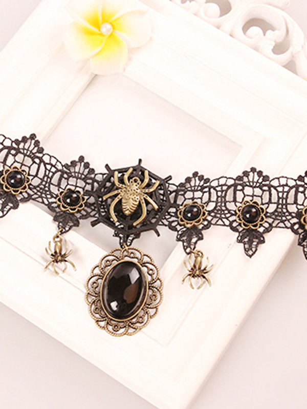 Lace necklace spider necklace female retro