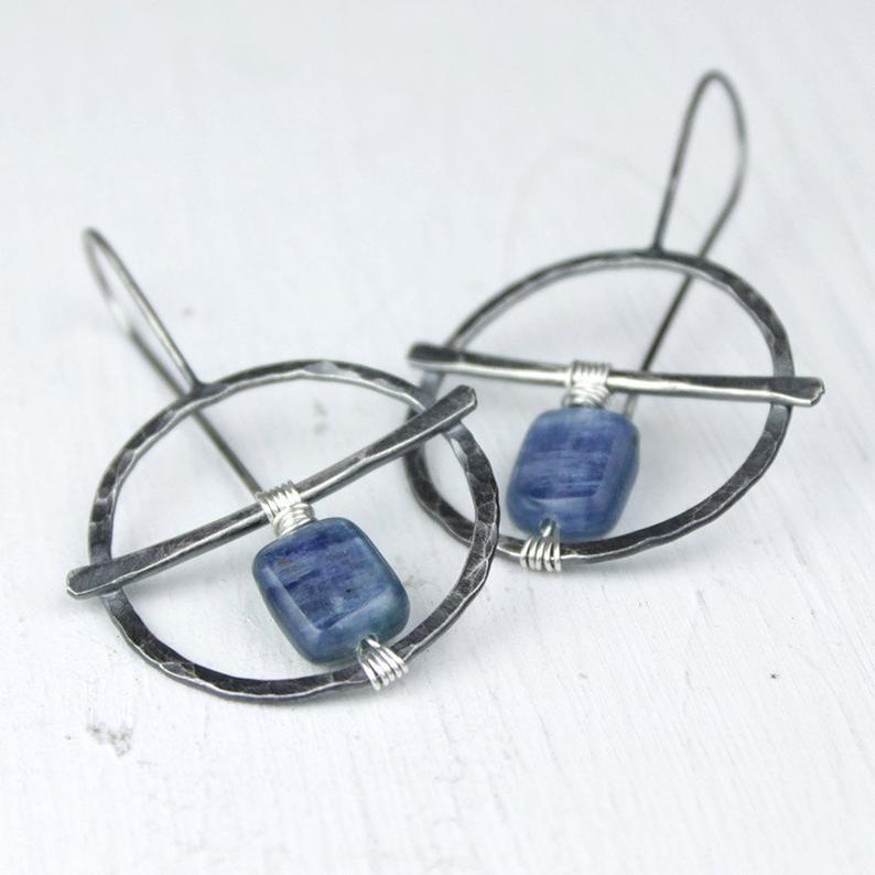 Vintage handmade natural lapis lazuli earrings