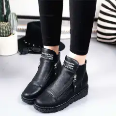 Ladies Martin Boots Thick Sole Retro Short - Black - View 1