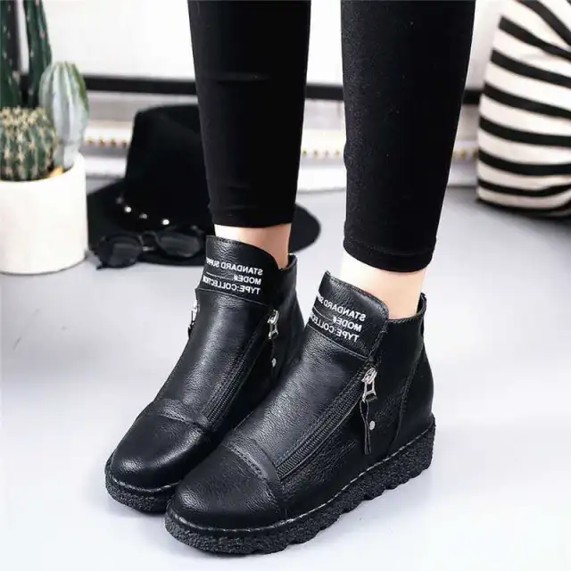 Ladies Martin Boots Thick Sole Retro Short Black - Shop at LoveMi