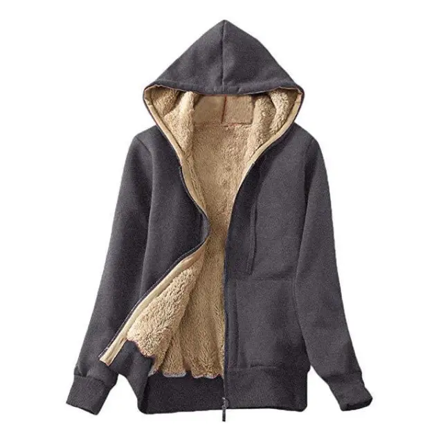 Plush hooded long sleeved sweater plush coat top Grey - Shop at LoveMi