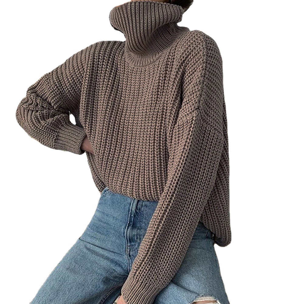 New European and American fashion high neck pullover sweater