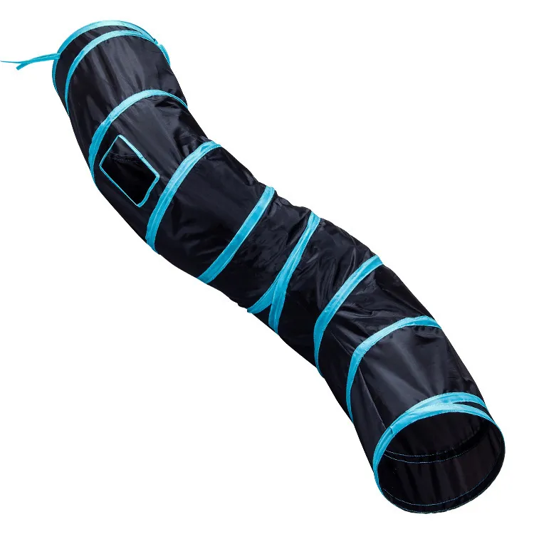 Cat toy S-shaped cat tunnel foldable cat tunnel - Blue Black
