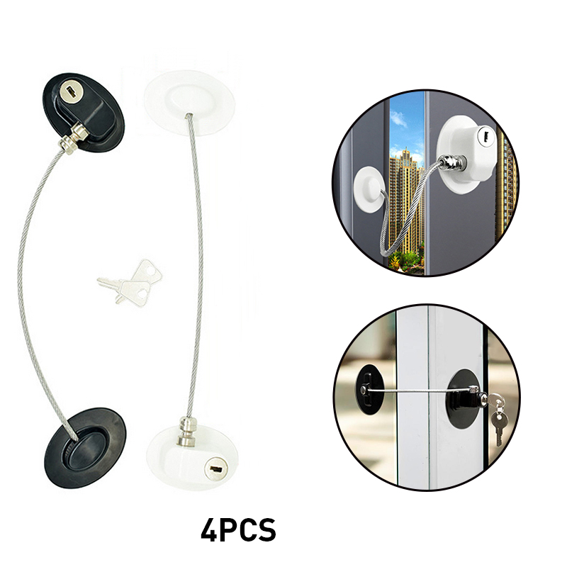 Window Security Chain Lock Window Cable Lock Restrictor Multifunctional Window Lock Door Security Guard for Baby Safety 1Pcs 6