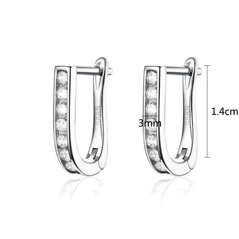 Women's U-shaped buckle full diamond earrings