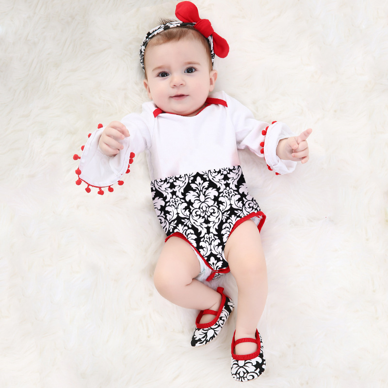 Spring and autumn baby one-piece quilted romper