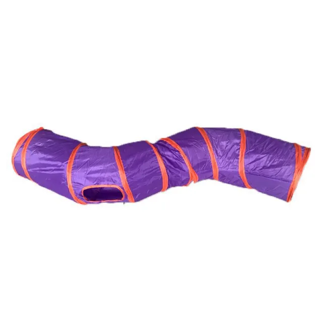 Cat toy S shaped cat tunnel foldable cat tunnel Orange Purple - Shop at LoveMi