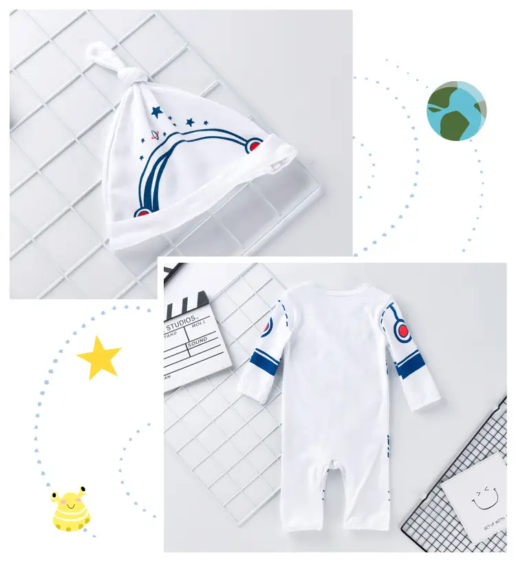 Baby cartoon spacesuit long sleeve jumpsuit