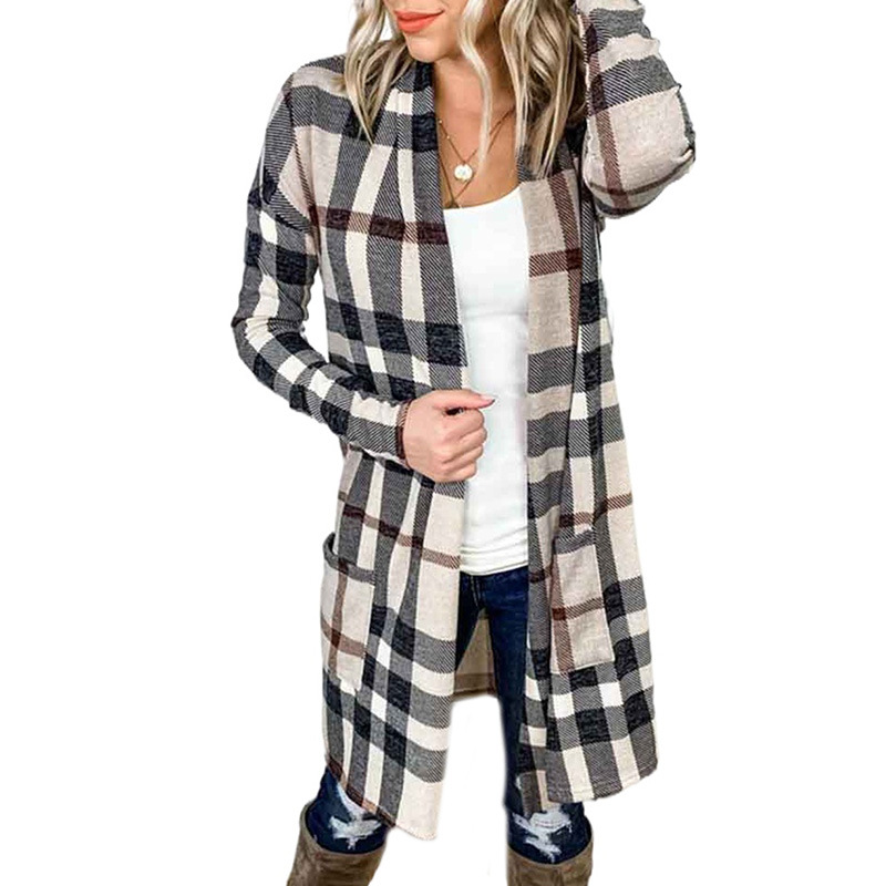 Long sleeve casual cardigan jacket with printed pocket