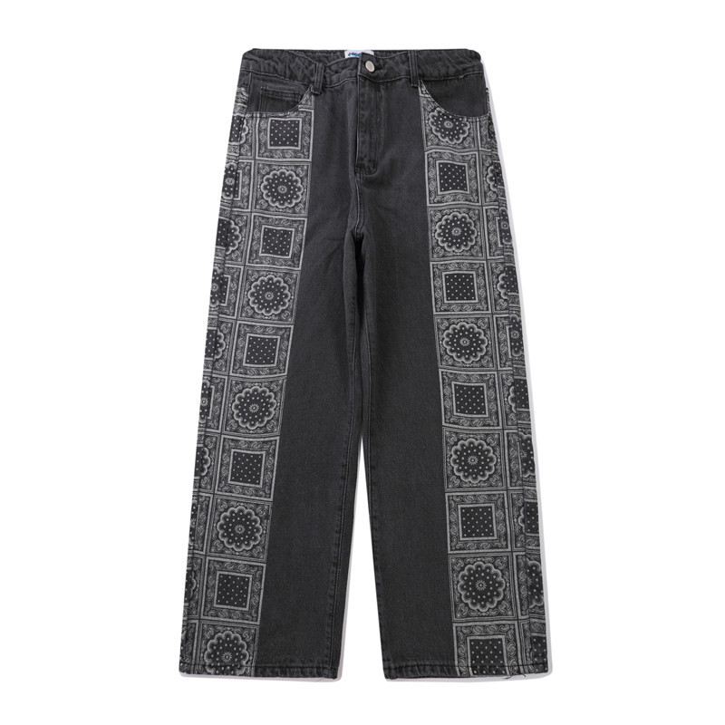 Men's creative printed casual straight-leg pants