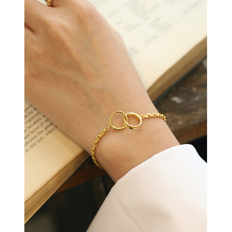 Korean version of ins niche geometric double circle circle