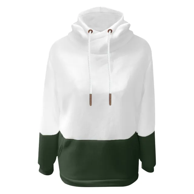 Solid color stitching and fleece hooded sweater Green - Shop at LoveMi