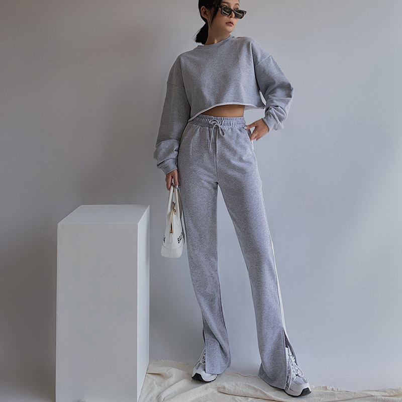 Pants high waist split trousers loose straight leg pants casual pants