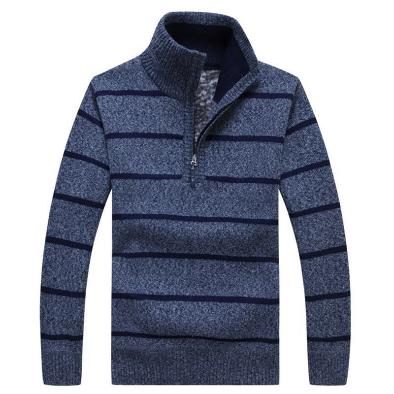 Base casual warm sweater in Royal blue stripes