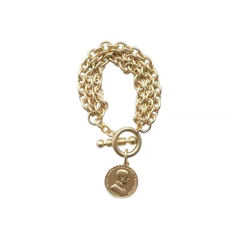 Brass plating matt real gold thick bracelet
