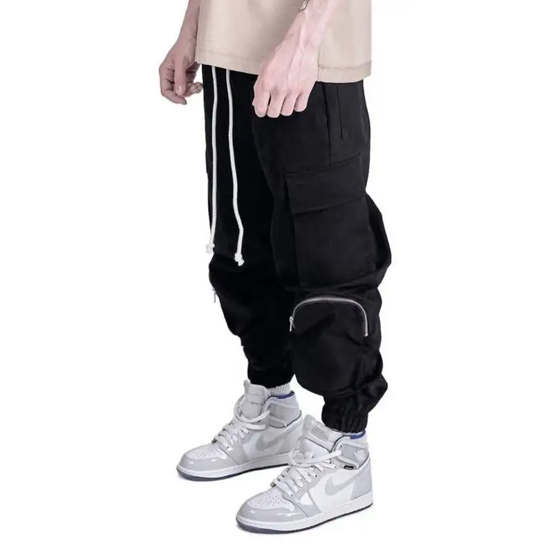Color block multi-pocket functional pants