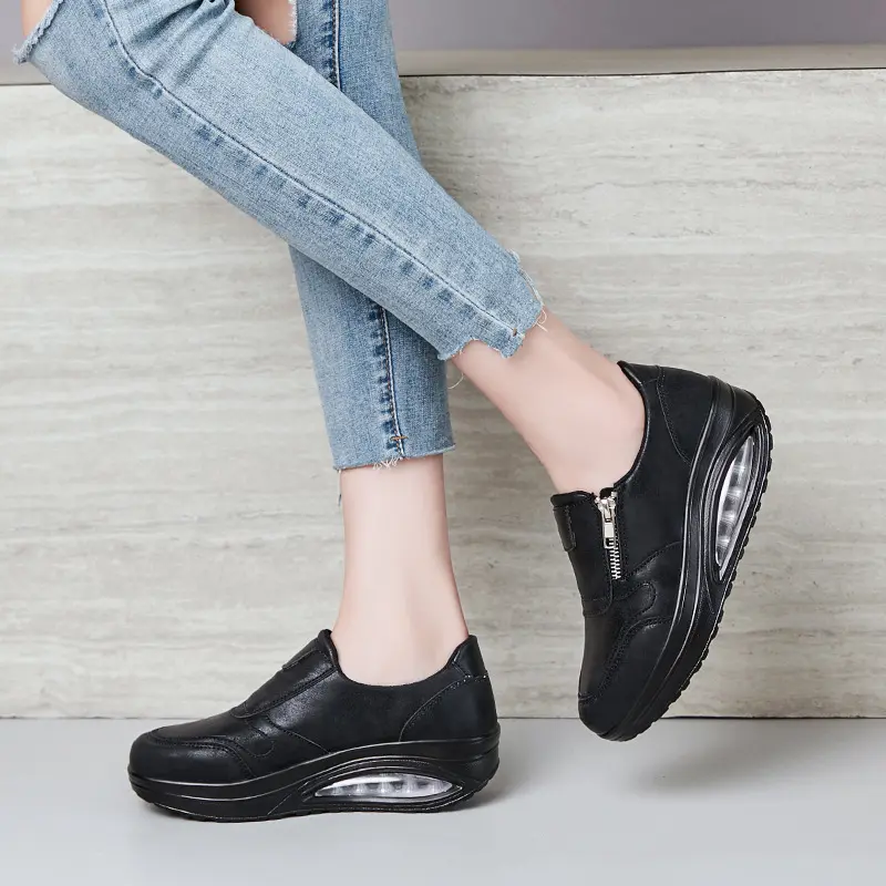 Leather cute waterproof platform shake shoes