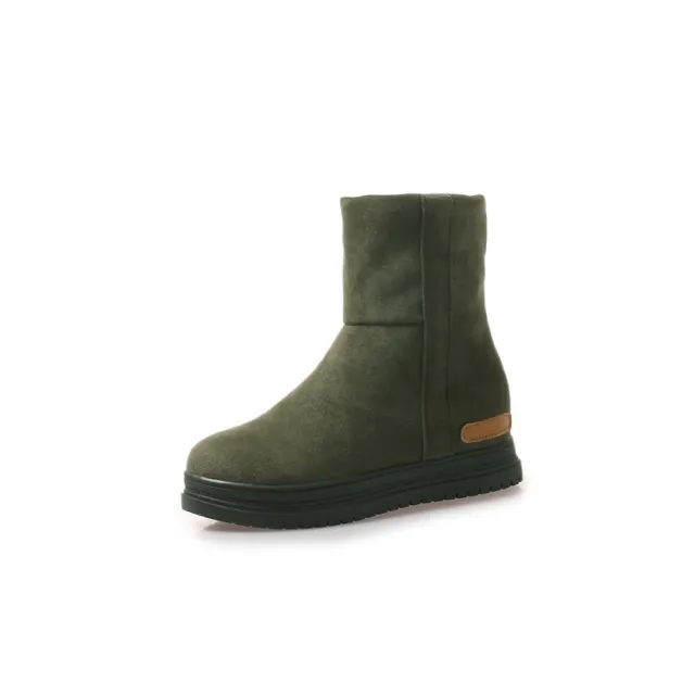 Simple all match slope with thick fur platform snow boots Green - Shop at LoveMi