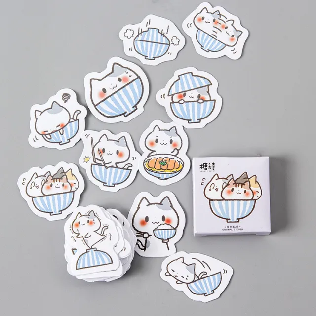 Candy Poem Boxed Stickers A Bowl of Cat Stickers Sticker Cat - Shop at LoveMi