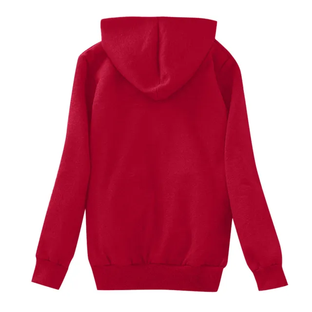 Plush hooded long sleeved sweater plush coat top Red - Shop at LoveMi