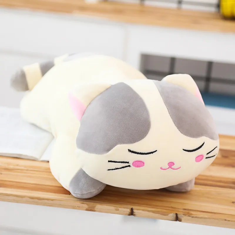 Cartoon down cotton snooze cat plush toy pillow - Grey