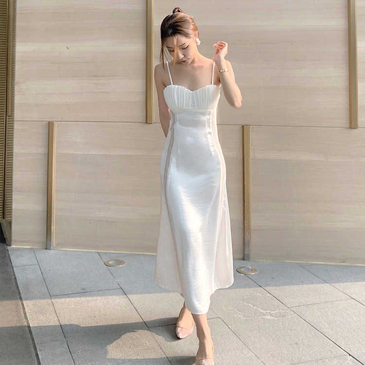 French minority white shell hanging lace dress women