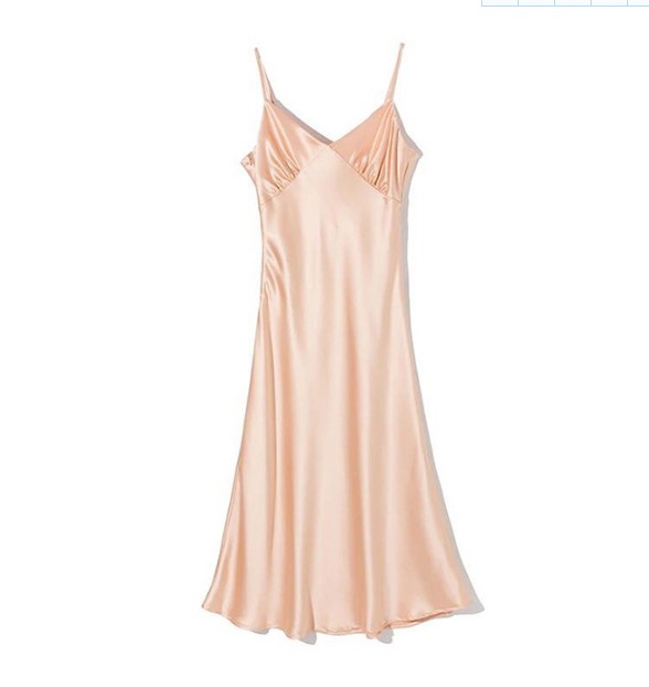 Temperament sling imitation satin dress loose and simple base skirt with long skirt