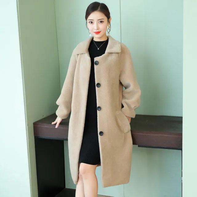 New style sheep shearing coat women loose fur coat Beige - Shop at LoveMi