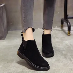 Autumn and winter new fashion retro frosted short boots women boots - Black - View 1