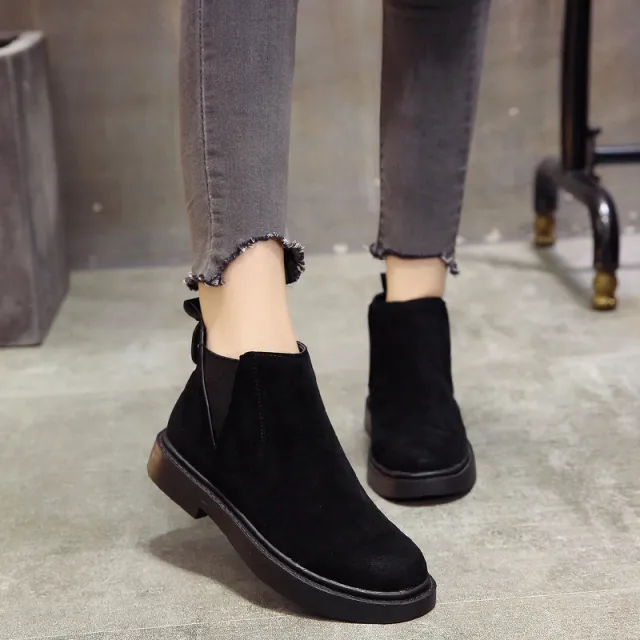 Autumn and winter new fashion retro frosted short boots women boots Black - Shop at LoveMi