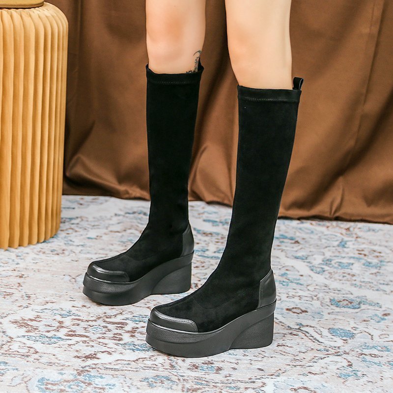 High-heeled wedge-heeled waterproof and warm cotton boots