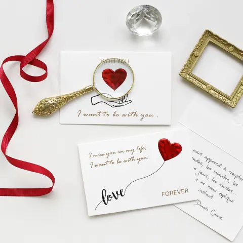 Solid Red Heart Greeting Card with Envelopes Romantic Letter