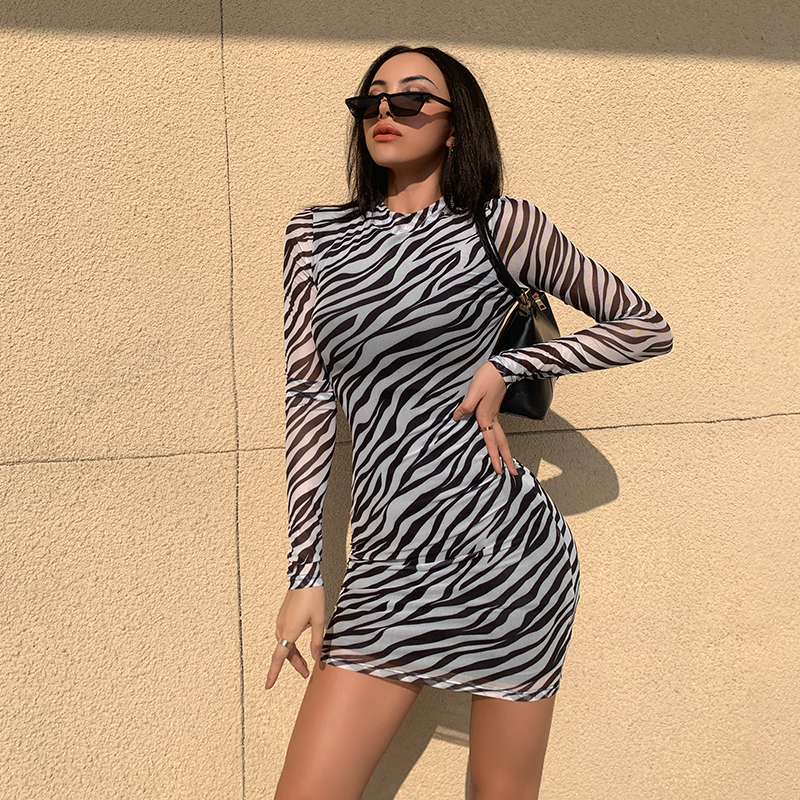 European and American slim mesh perspective hip skirt