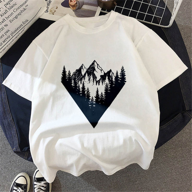 Forest reflection print short sleeve top