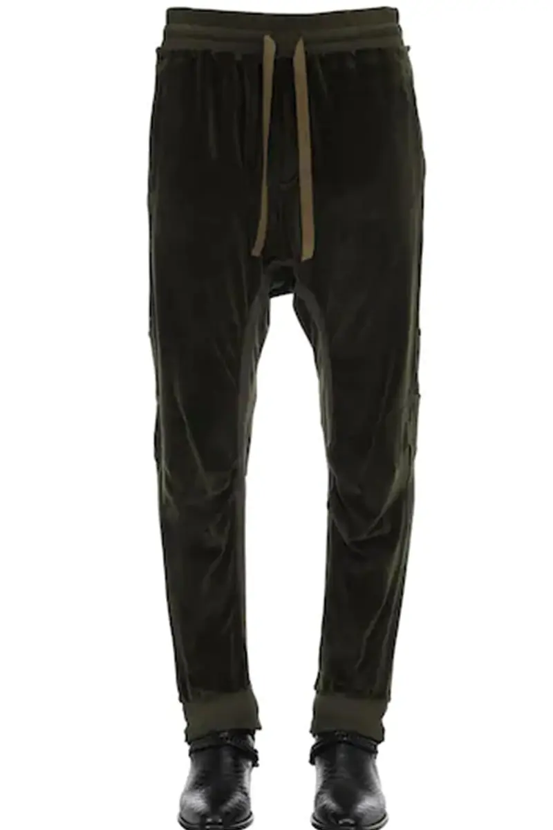 Dark green webbing stitching casual trousers trend
