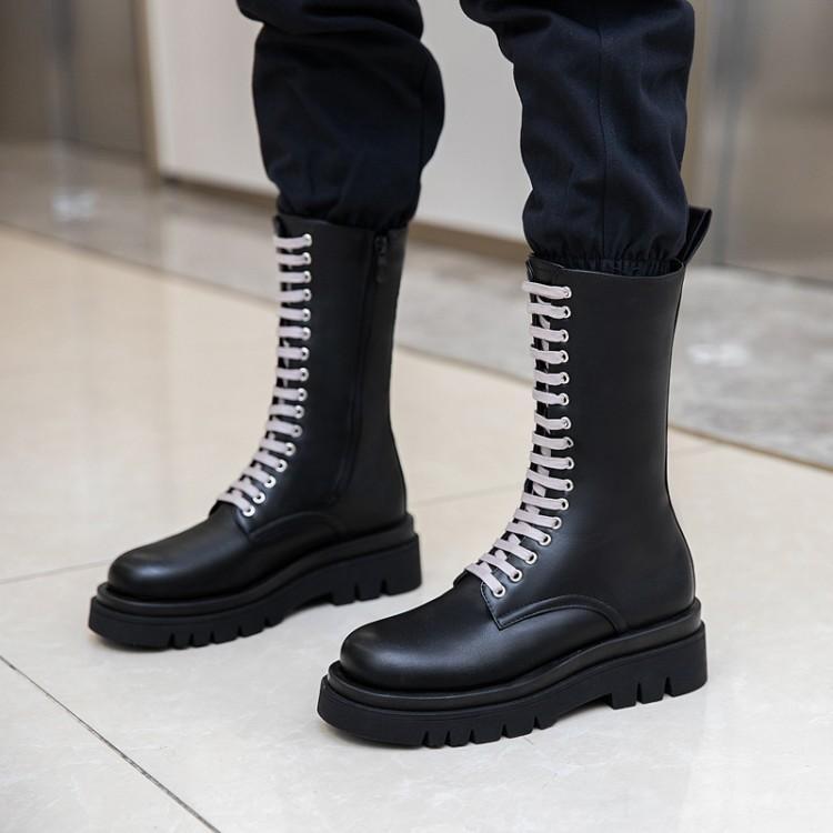 Women's thick-soled thick heel lace-up Martin boots