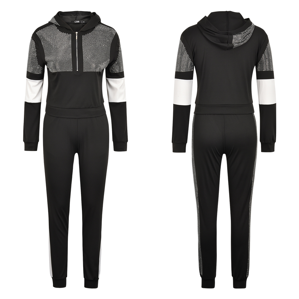 European and American black hot diamond leisure suit