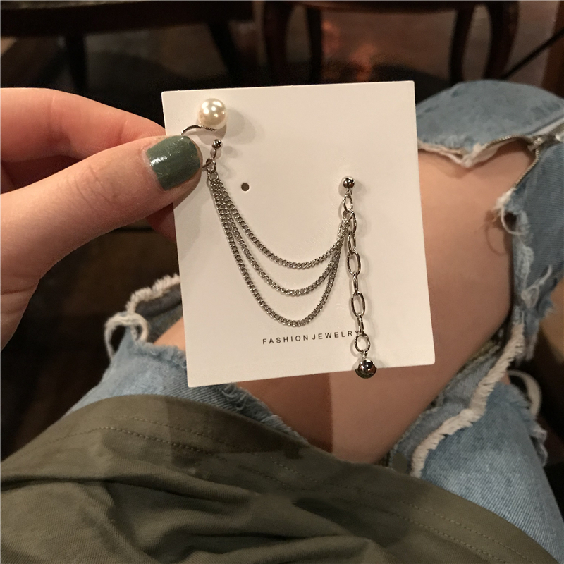 Non-pierced female net red single earrings